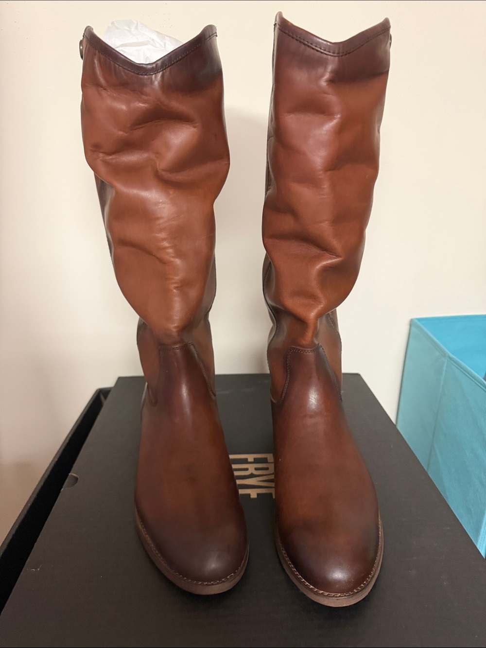 Frye Brown Leather Mid-Calf Riding Boots